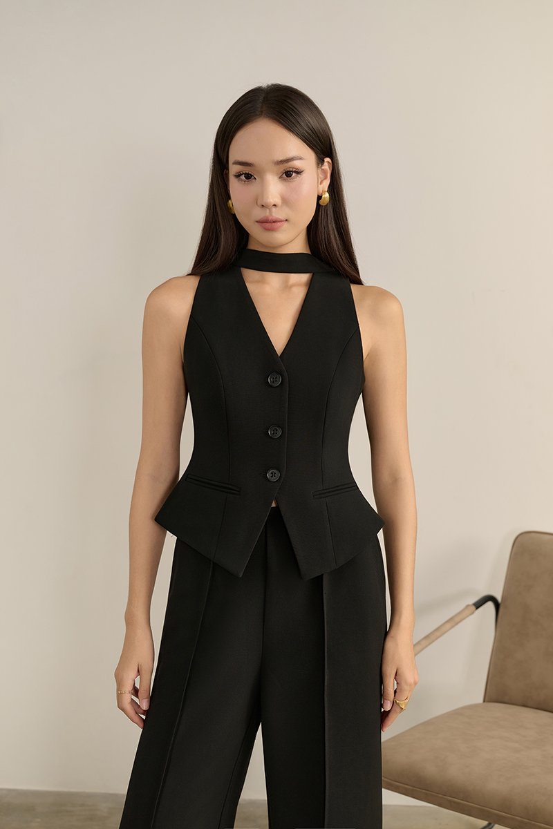 Isolde Tailored Vest in Classic Black