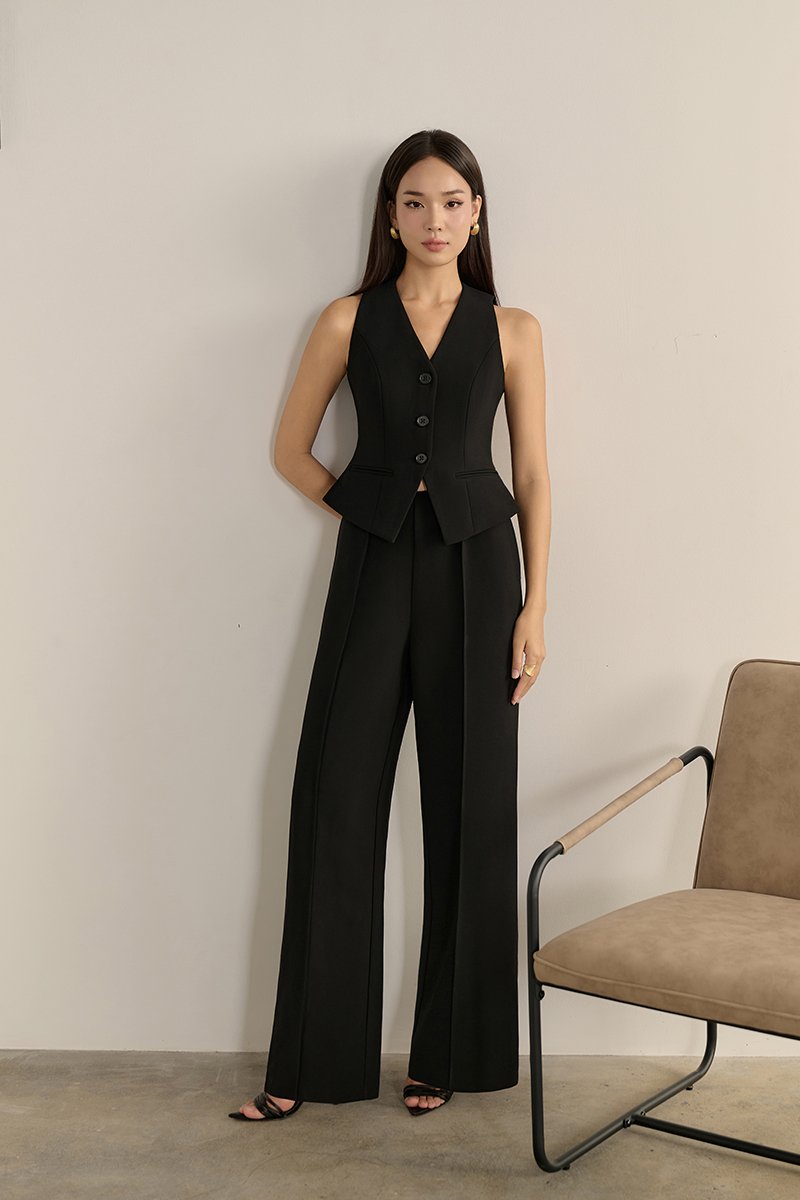 Isolde Tailored Vest in Classic Black