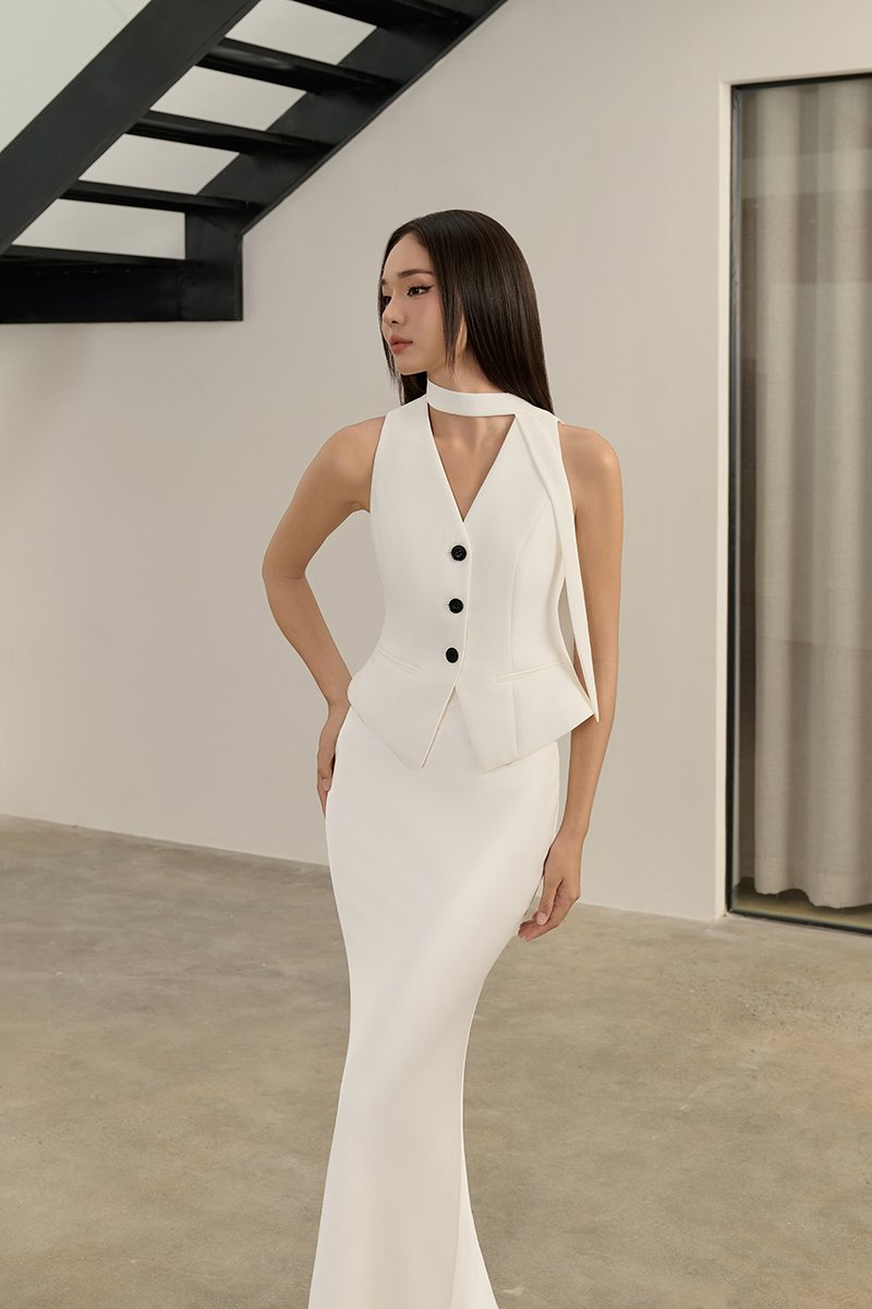 Isolde Tailored Vest in Iconic White