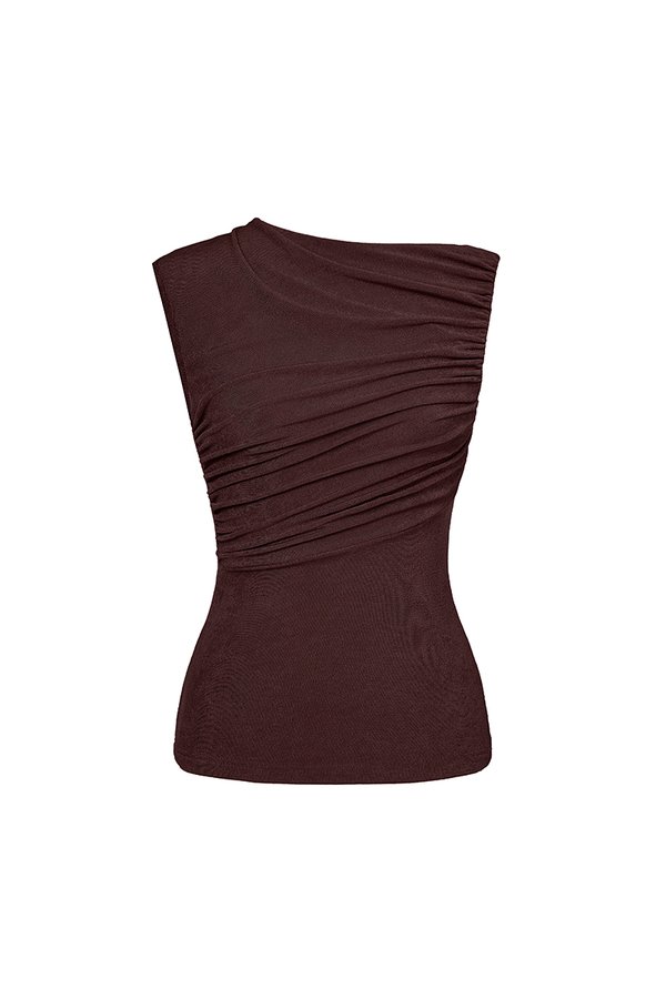 Alexa Drape Knit Top in Chestnut
