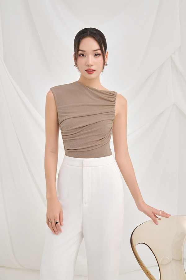 Alexa Drape Knit Top in Dusty Terra