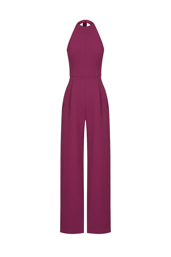Camden Padded Halter Jumpsuit in Magenta