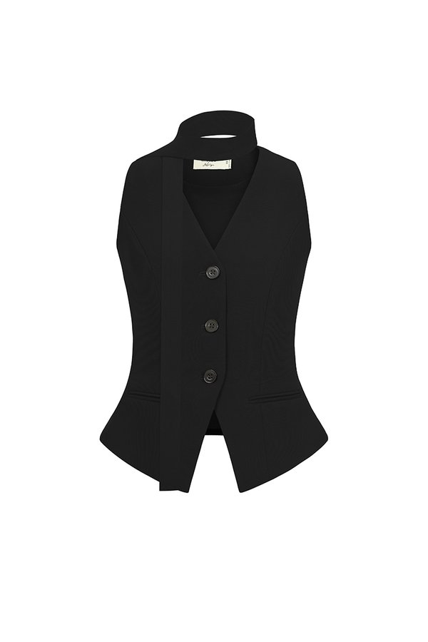 Isolde Tailored Vest in Classic Black