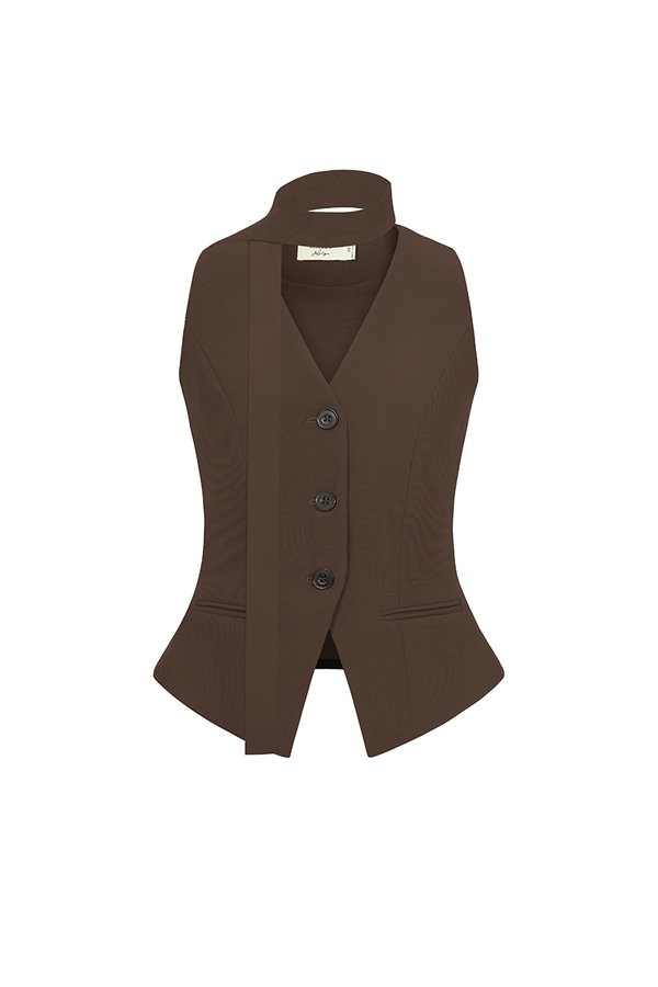 Isolde Tailored Vest in Coffee