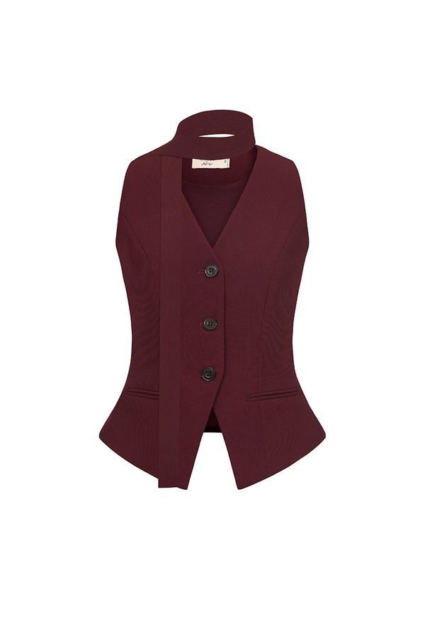 Isolde Tailored Vest in Pinot Noir