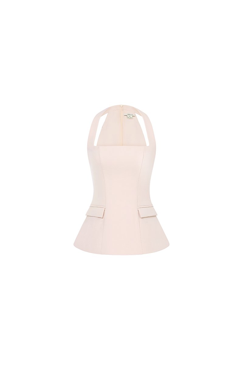 Aerith Padded Halter Tailored Top in Powder Pink
