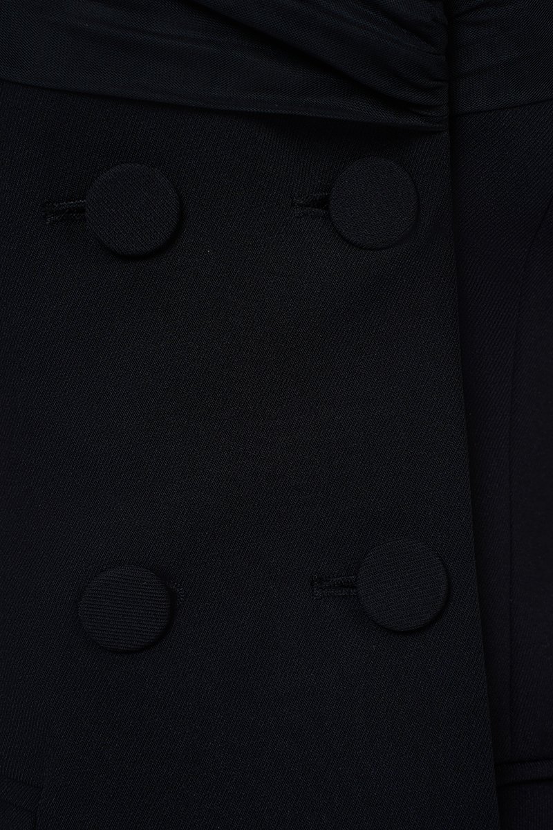 Alodia Mesh Off Shoulder Tailored Top in Classic Black