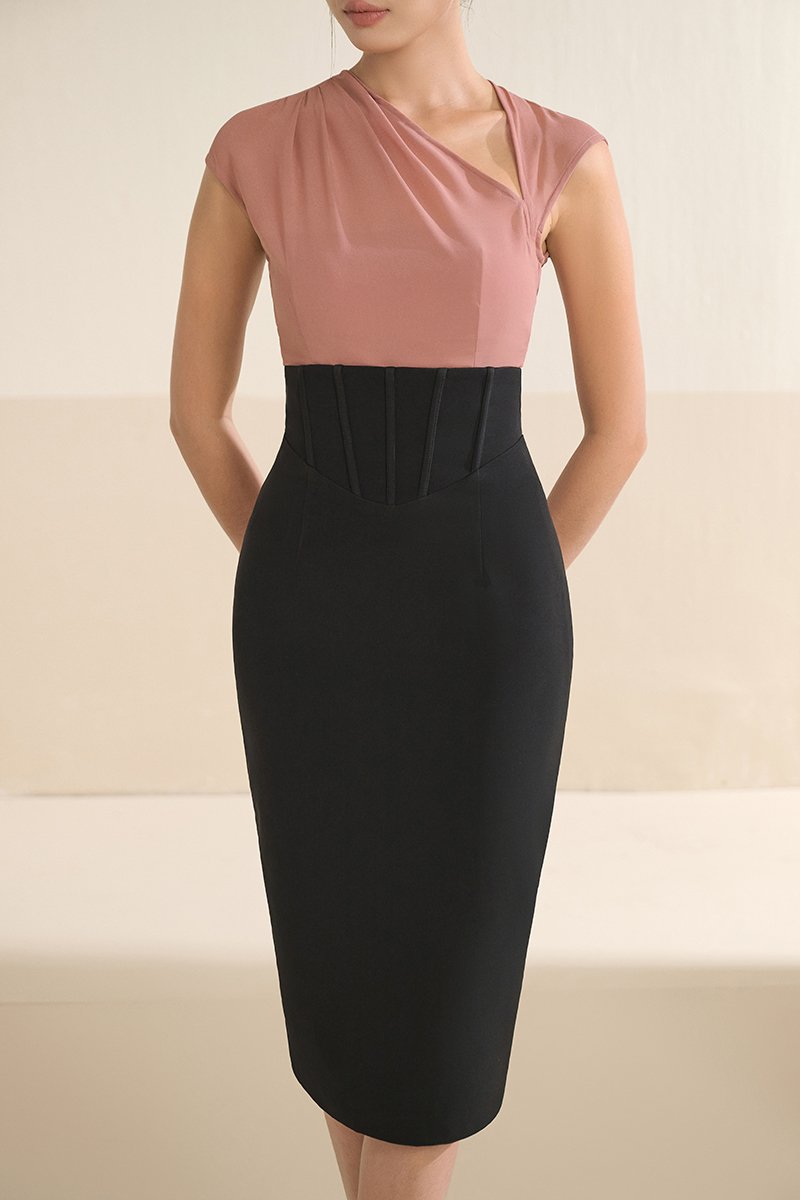 Ione Corset High Waist Pencil Skirt in Classic Black