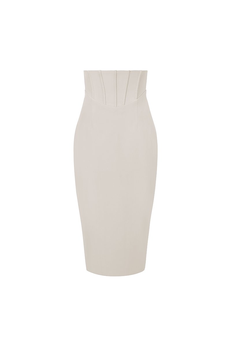 Ione Corset High Waist Pencil Skirt in Greige