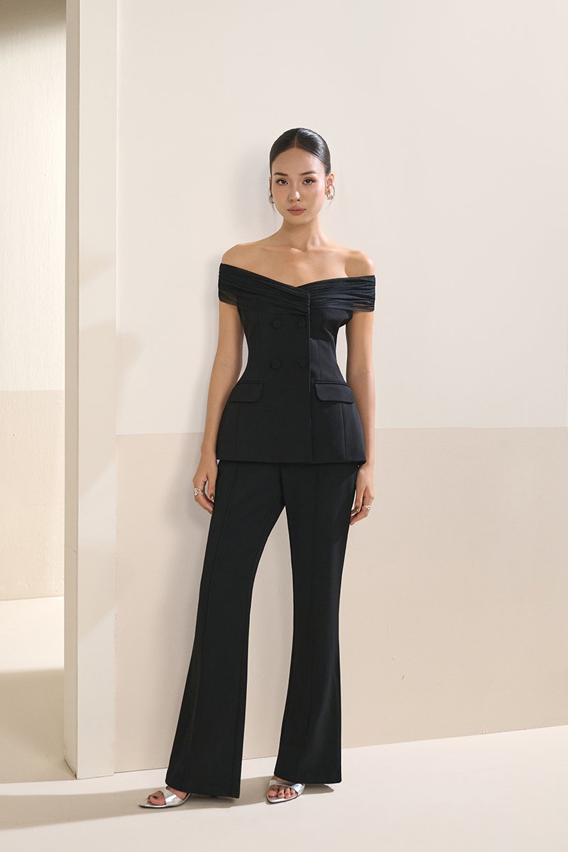 Michelle Flared Bell Pants in Classic Black