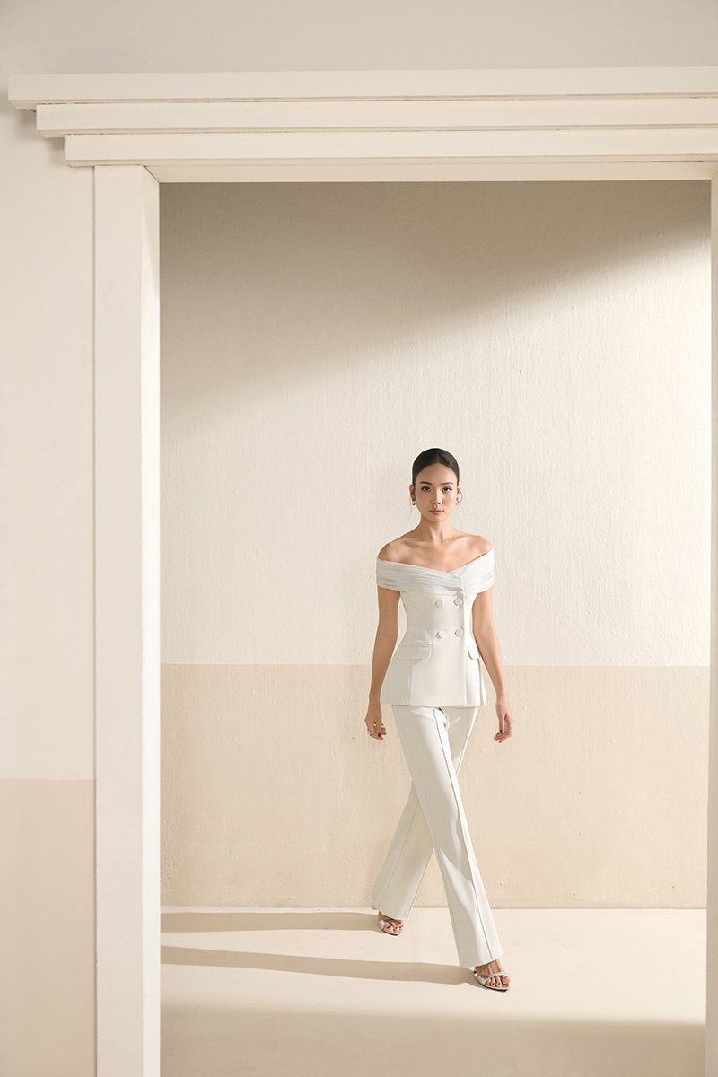 Michelle Flared Bell Pants in Light Grey Frost