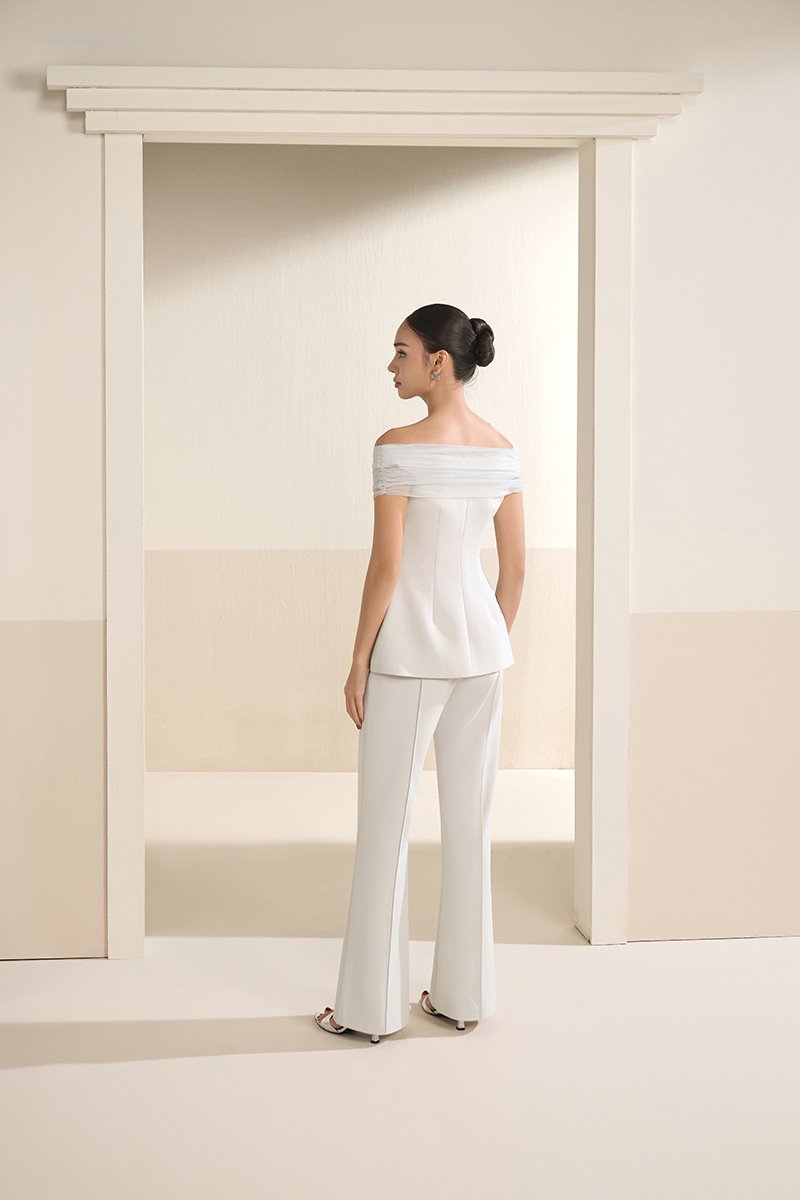 Michelle Flared Bell Pants in Light Grey Frost