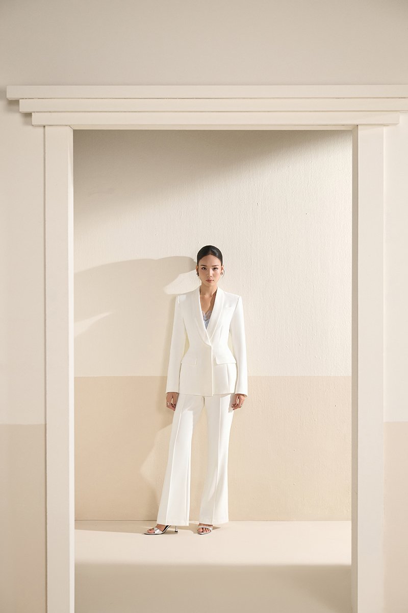 Michelle Flared Bell Pants in Iconic White