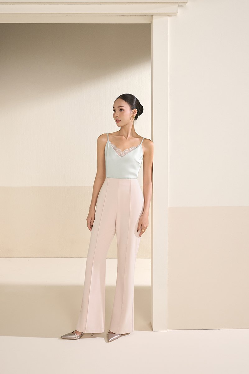 Michelle Flared Bell Pants in Powder Pink