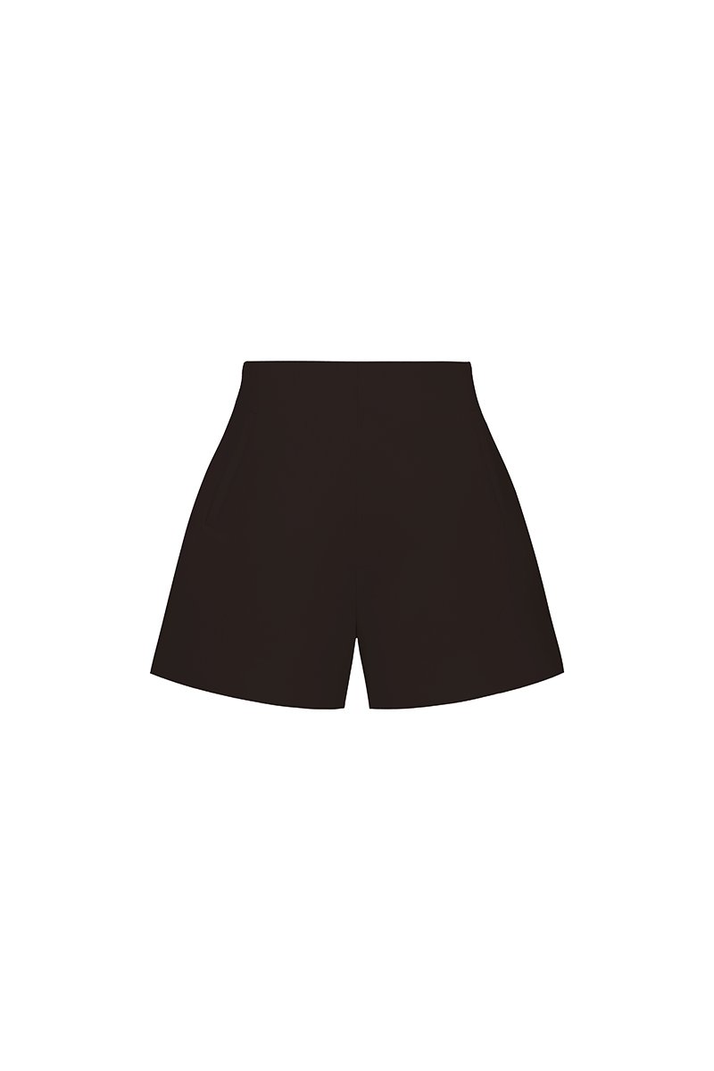 Michelle High Waist Tailored Shorts in Espresso
