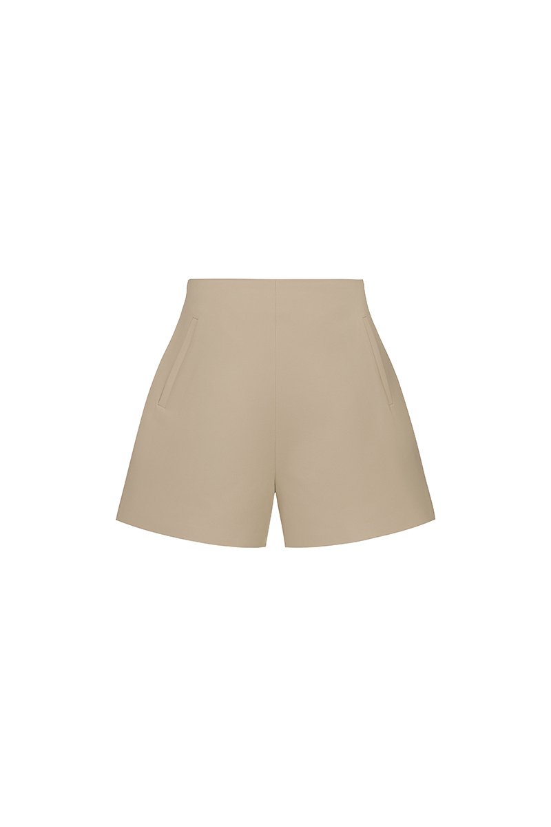 Michelle High Waist Tailored Shorts in Tres Naturale