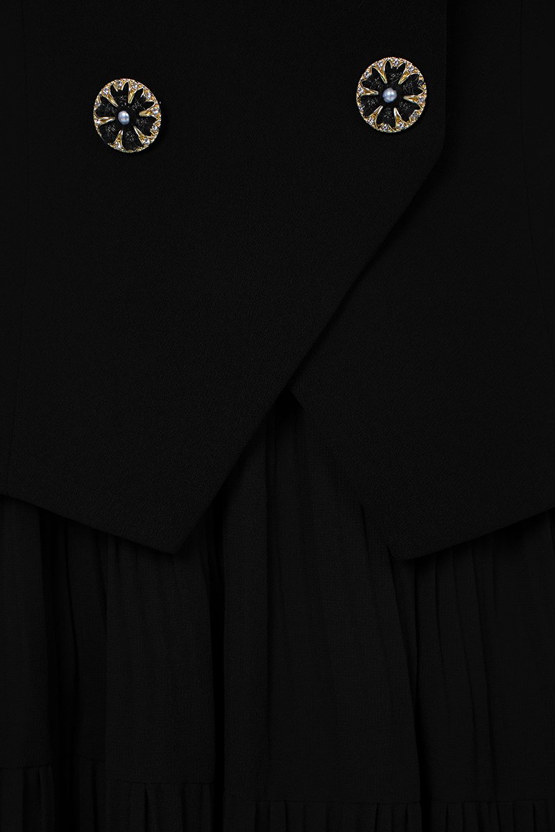 Paige V-Neck Midi Dress in Classic Black