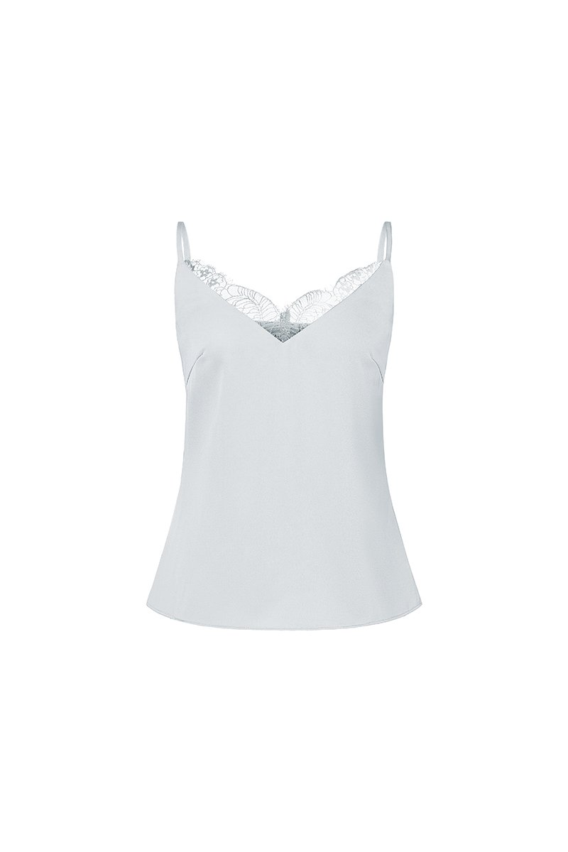 Violet Delicate Lace Silky Camisole in Comfort Grey