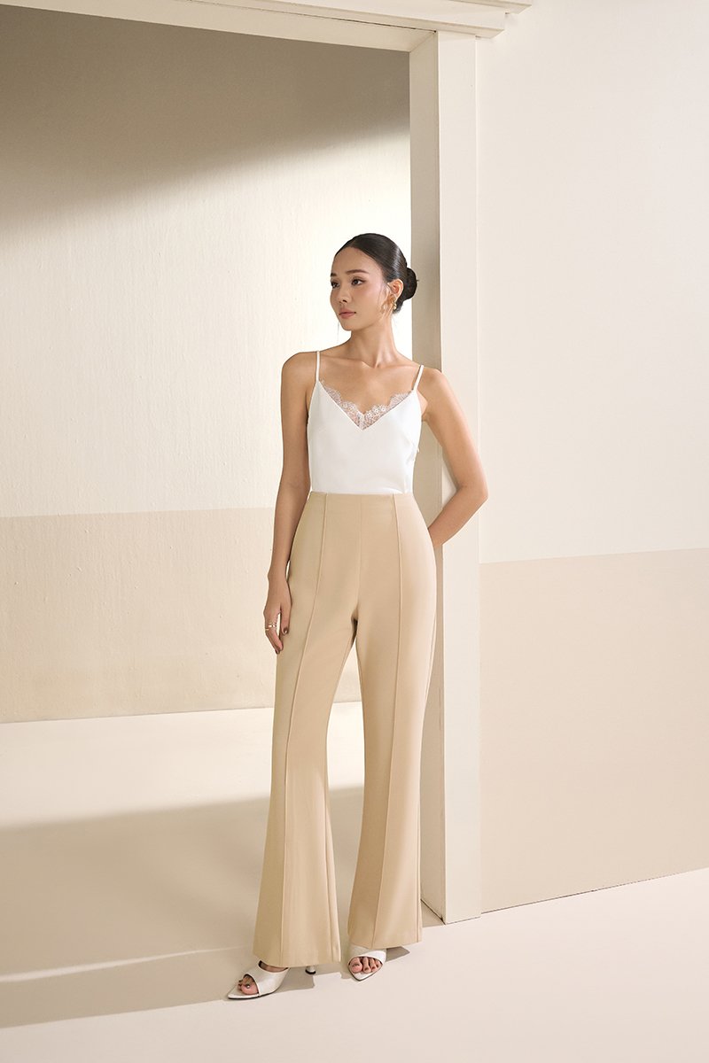 Violet Delicate Lace Silky Camisole in Iconic White