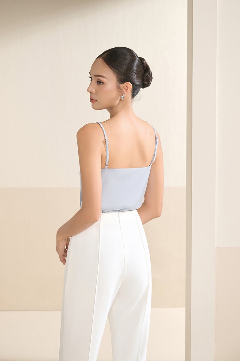 Violet Delicate Lace Silky Camisole in Icy Blue