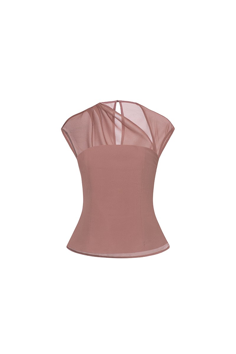 Virelle Padded Asymmetrical Top in Antique Rose