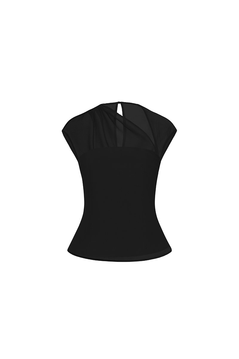 Virelle Padded Asymmetrical Top in Classic Black