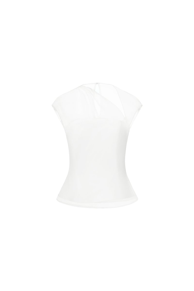 Virelle Padded Asymmetrical Top in Iconic White
