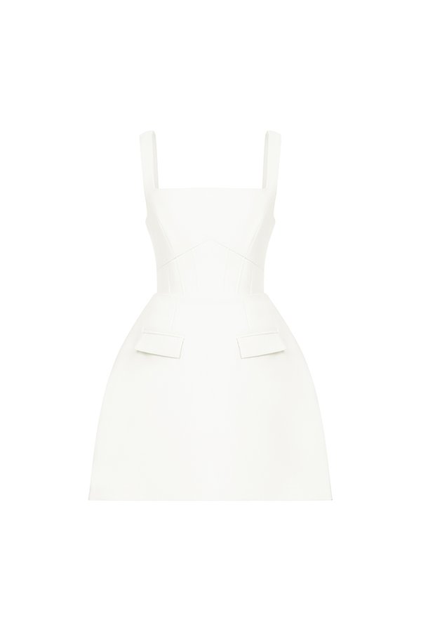 Caelia Padded Romper Dress in Iconic White