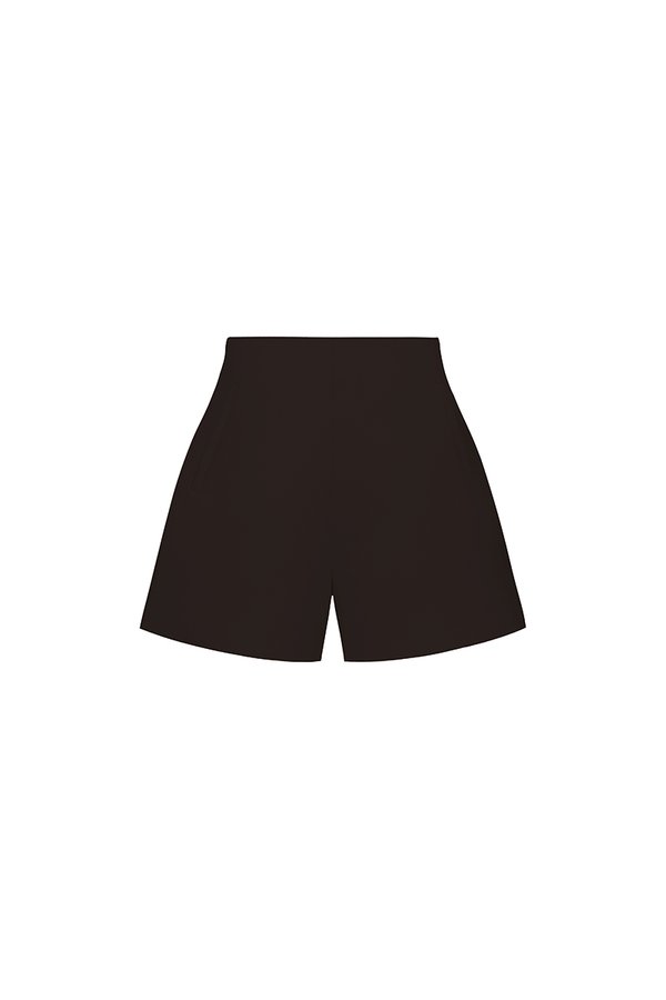 Michelle High Waist Tailored Shorts in Espresso