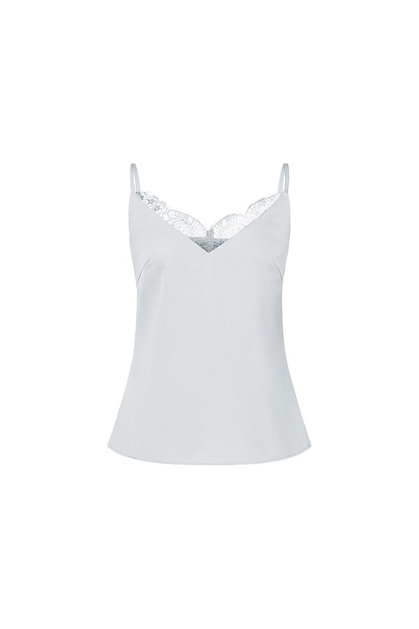 Violet Delicate Lace Silky Camisole in Comfort Grey