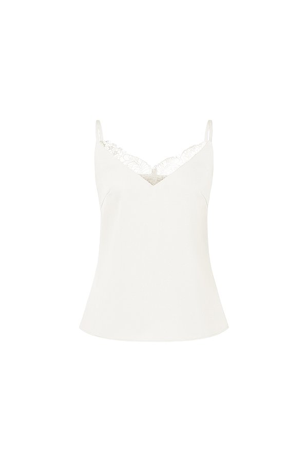 Violet Delicate Lace Silky Camisole in Iconic White