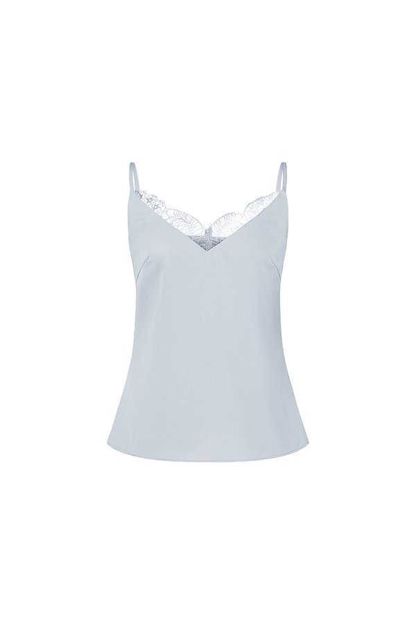 Violet Delicate Lace Silky Camisole in Icy Blue