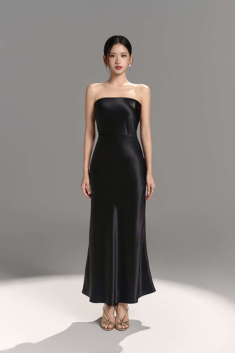 Alethea Slip Mermaid Maxi Skirt in Classic Black