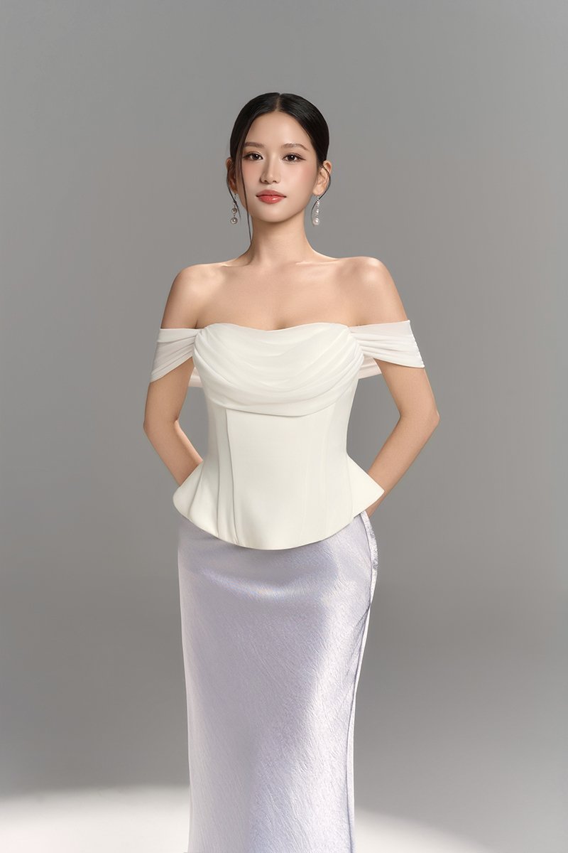 Alethea Slip Mermaid Maxi Skirt in Icy Lavender Fog