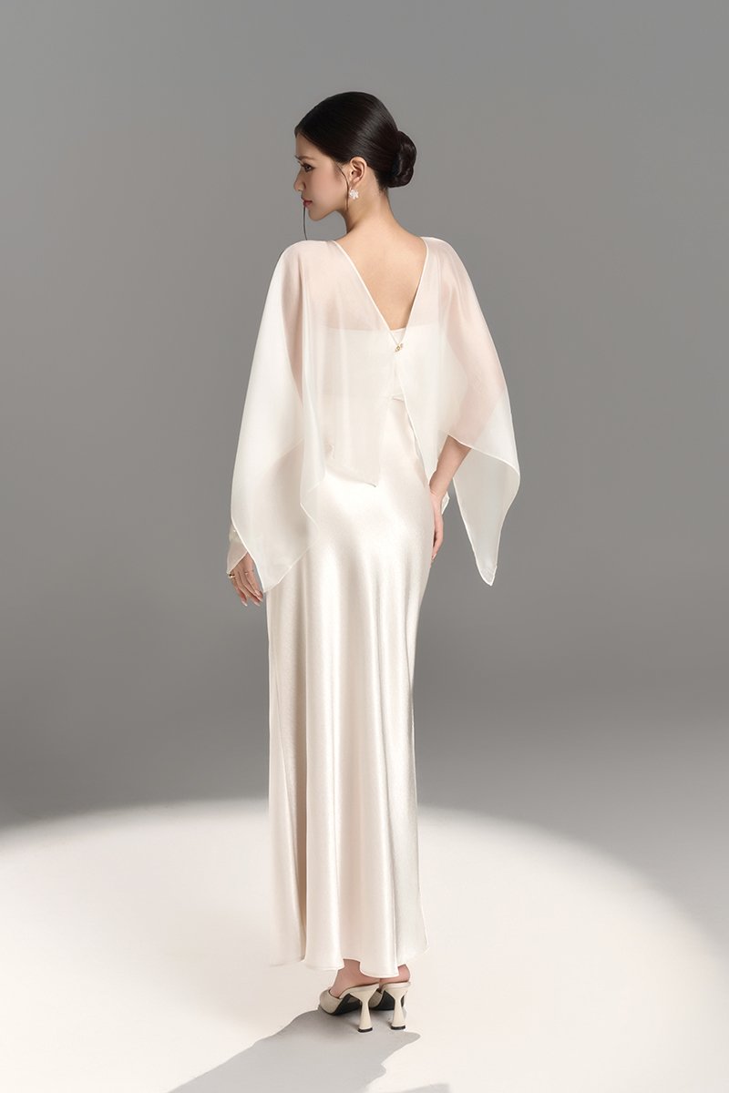 Alethea Slip Mermaid Maxi Skirt in Pearl