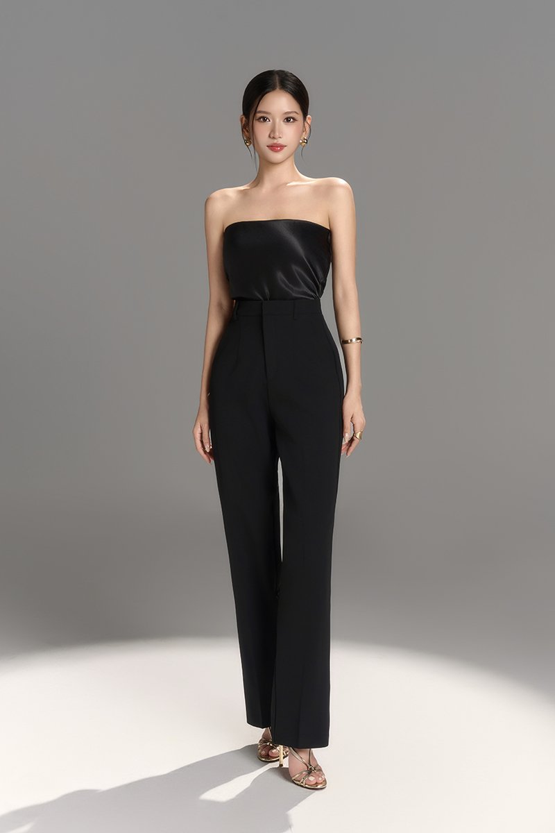 Alethea Tube Top with Organdy Cape in Classic Black