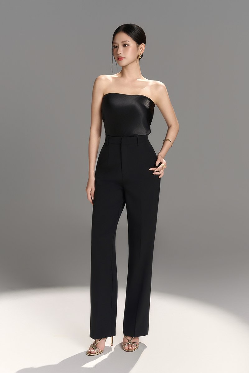 Alethea Tube Top with Organdy Cape in Classic Black