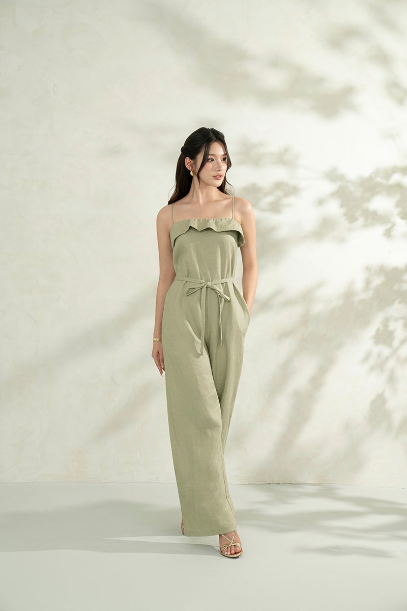 Amabel 2-Way Jumpsuit in Pale Olive