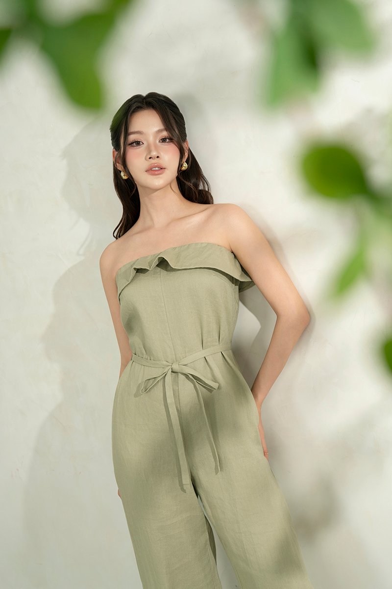 Amabel 2-Way Jumpsuit in Pale Olive