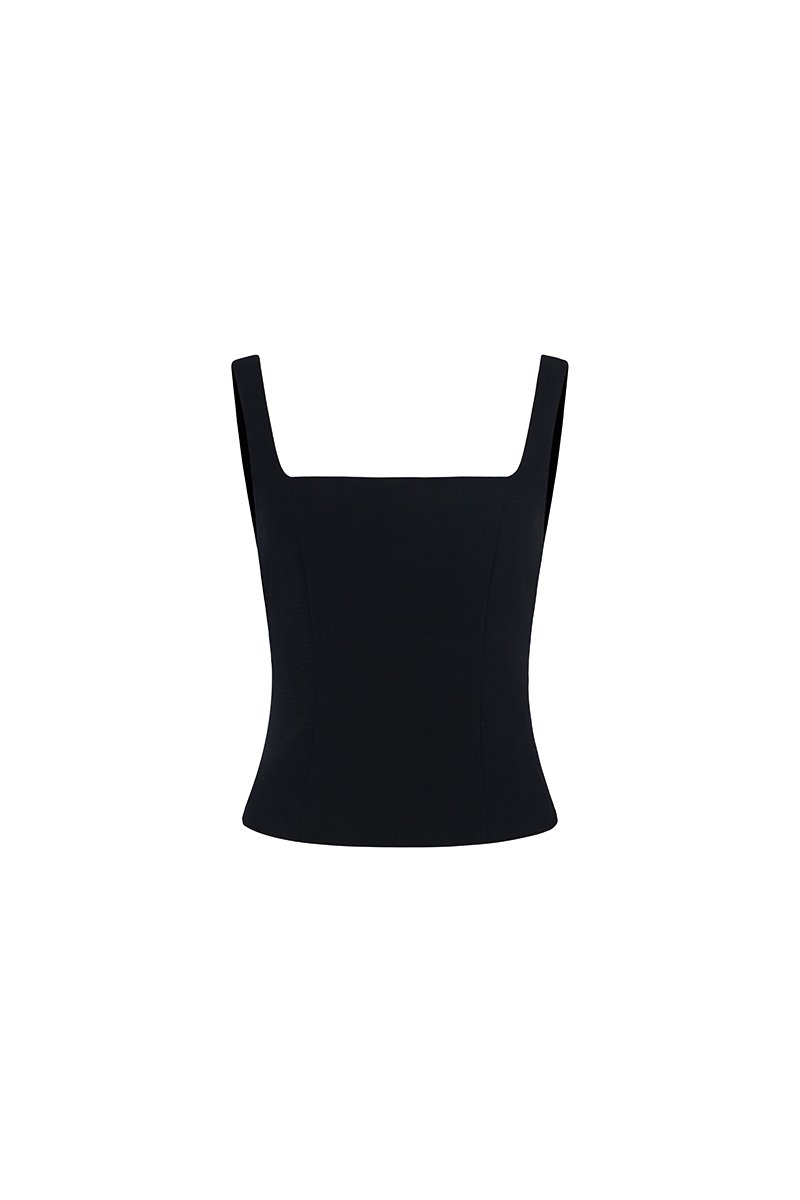 Avirel Square Neck Top in Classic Black