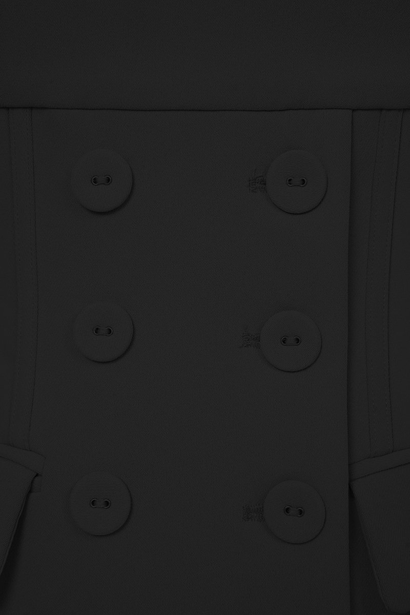 Calina Padded Scoop Neck Tailored Top in Classic Black