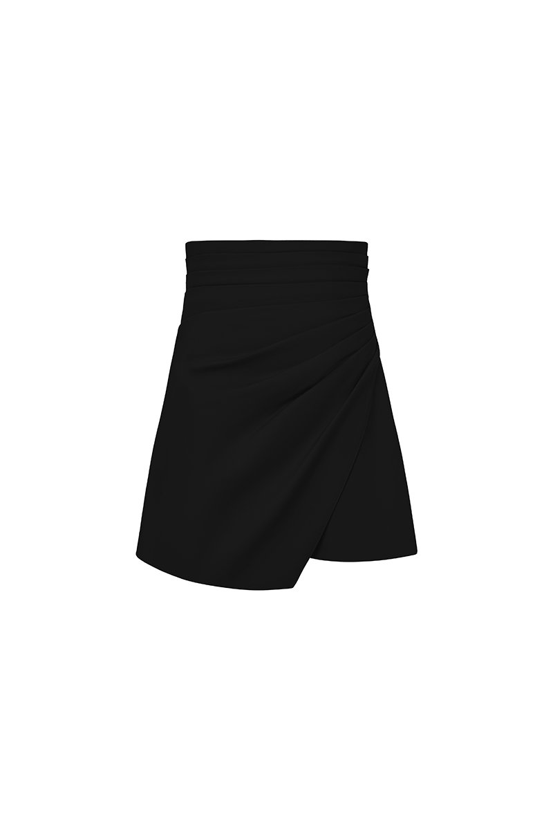Cerise Pleated High Waist Skort in Classic Black