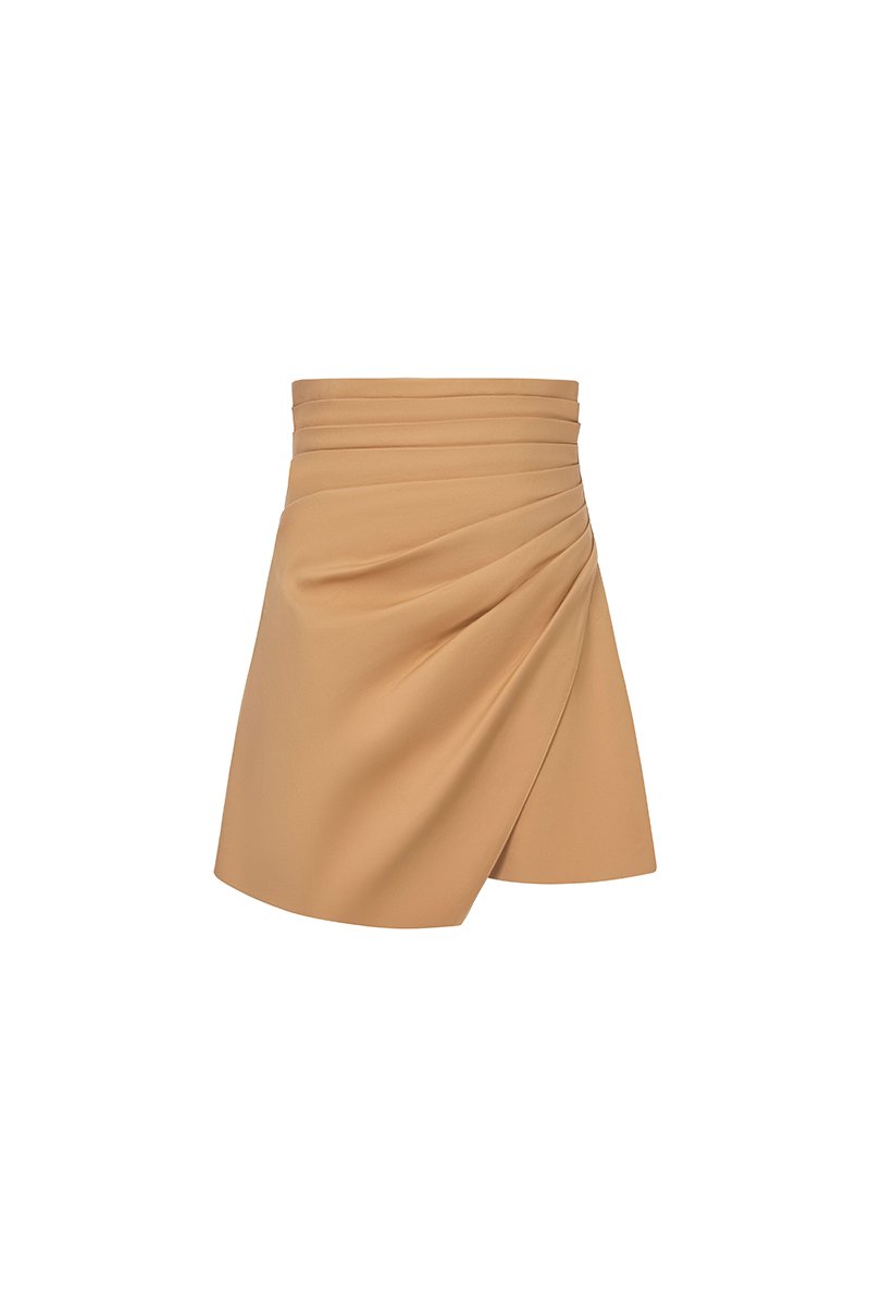 Cerise Pleated High Waist Skort in Fawn