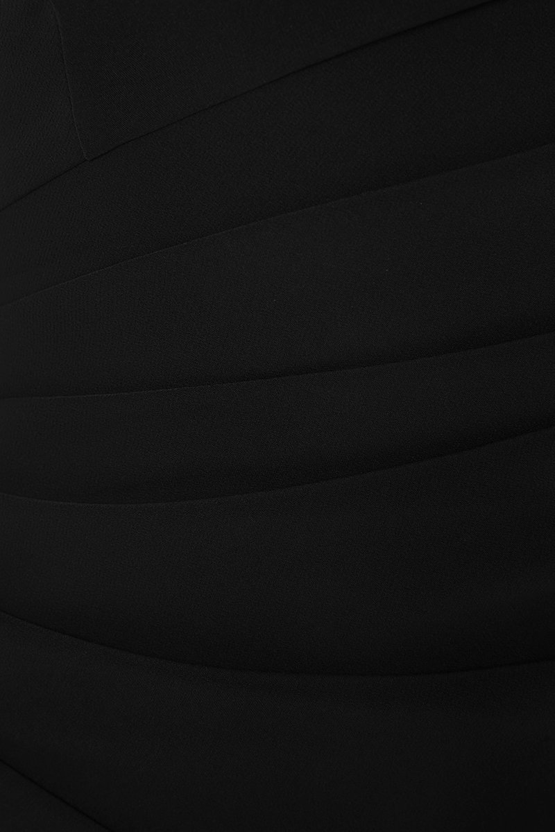 Chiara Padded Asymmetrical Pencil Dress in Classic Black