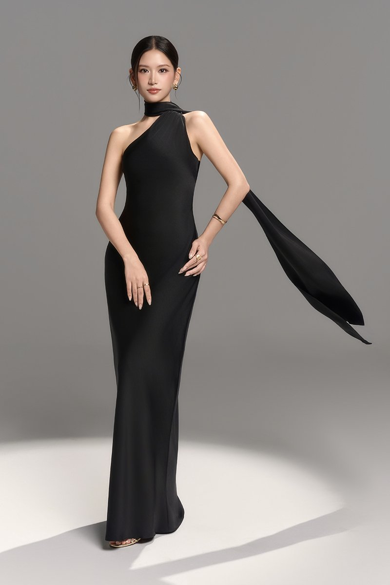 Echo Toga Shawl Maxi Dress in Classic Black
