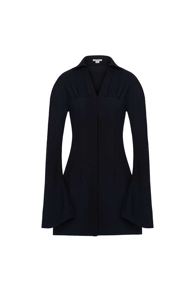 Eirisse Mini Shirtdress in Classic Black