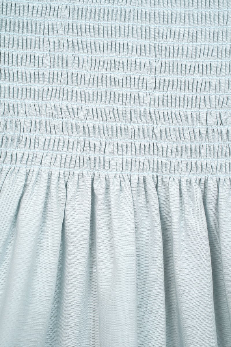 Emme Smocked Long Puff Sleeve Maxi Dress in Baby Blue