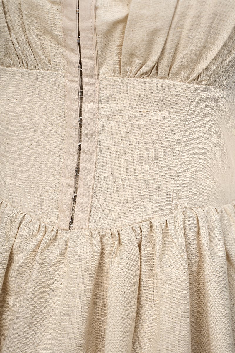 Juniper Ruffle Strap Padded Corset Mini Dress in French Linen