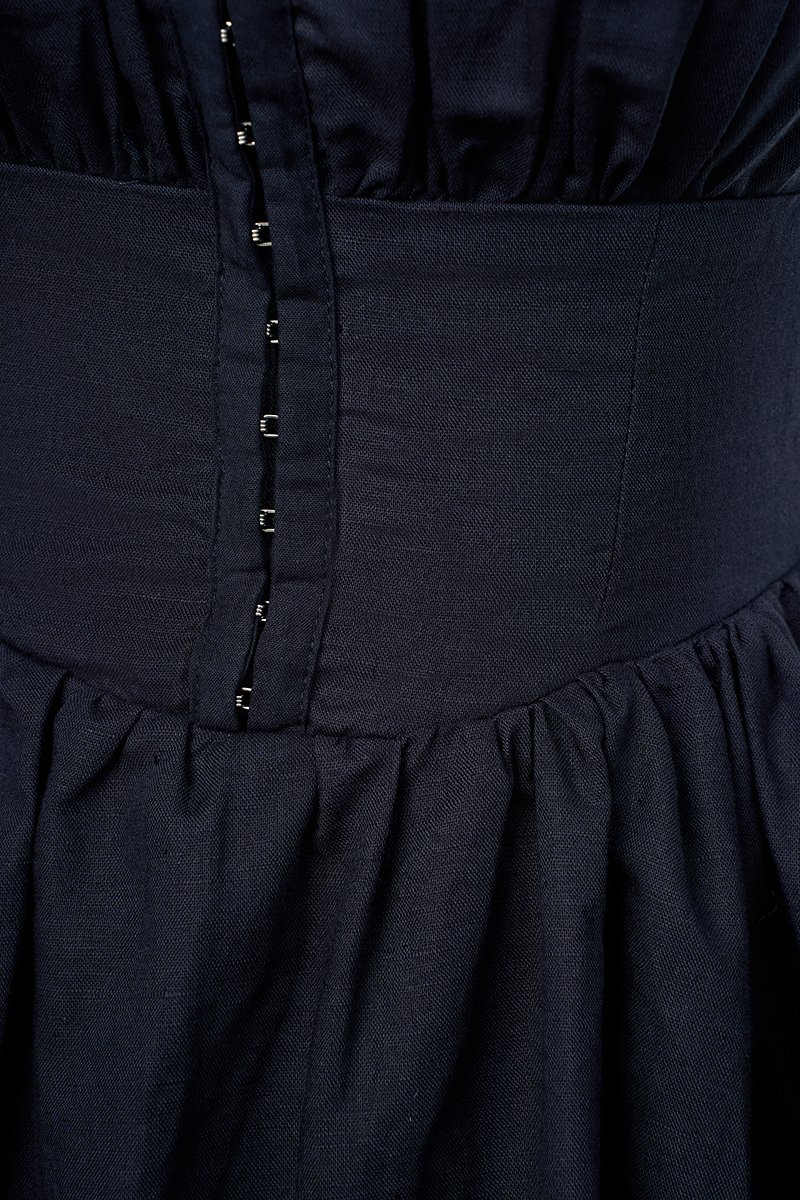 Juniper Ruffle Strap Padded Corset Mini Dress in Navy Blue