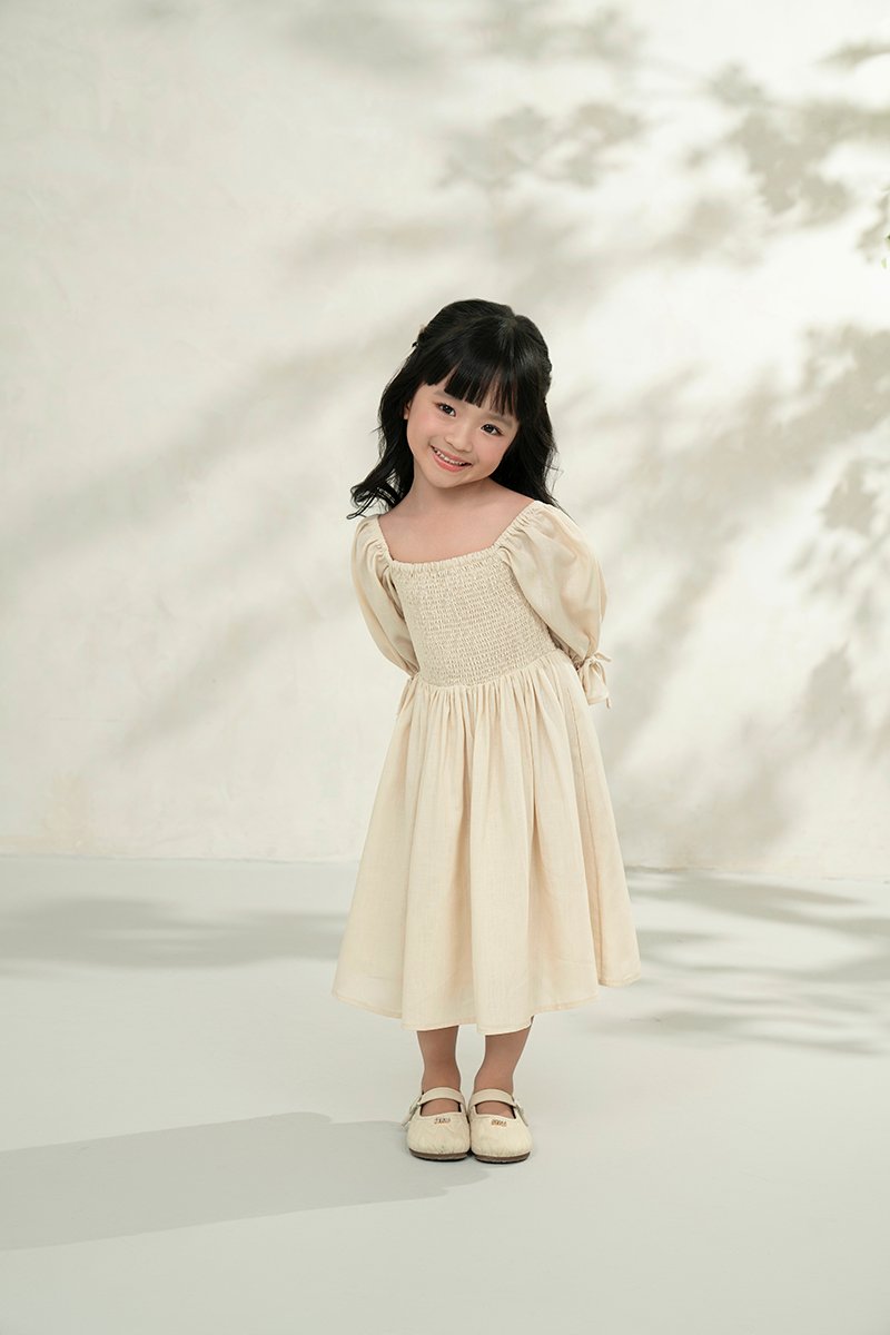 Little Emme Smocked Dress in French Cream